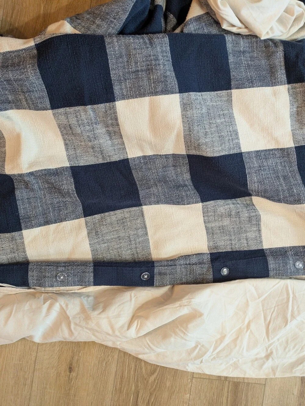 Pottery Barn Navy Bryce KING/CAL Duvet Cover Buffalo Check Plaid Cabin Lodge